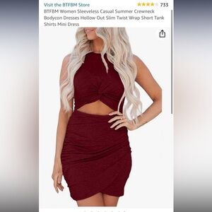 BTFBM women’s sleeveless casual summer crew neck bodycon dress mini dress